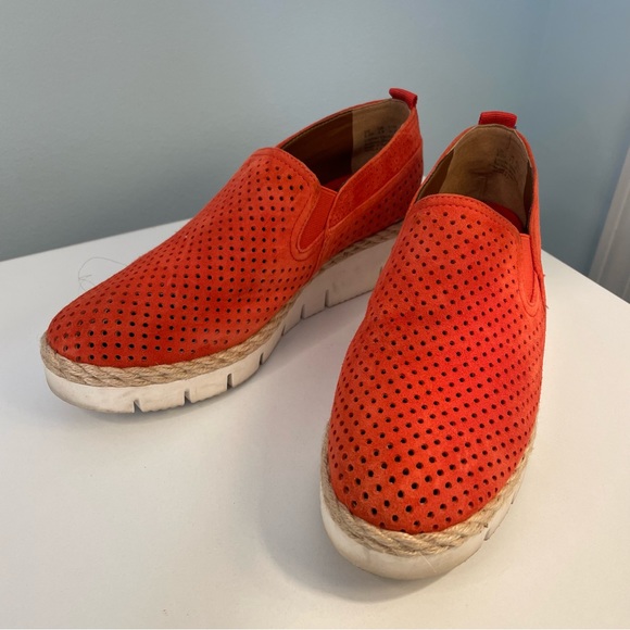 Franco Sarto Shoes - Franco Sarto Serla 2 Orange Perforated Suede Platform Espadrille Loafer 6.5
